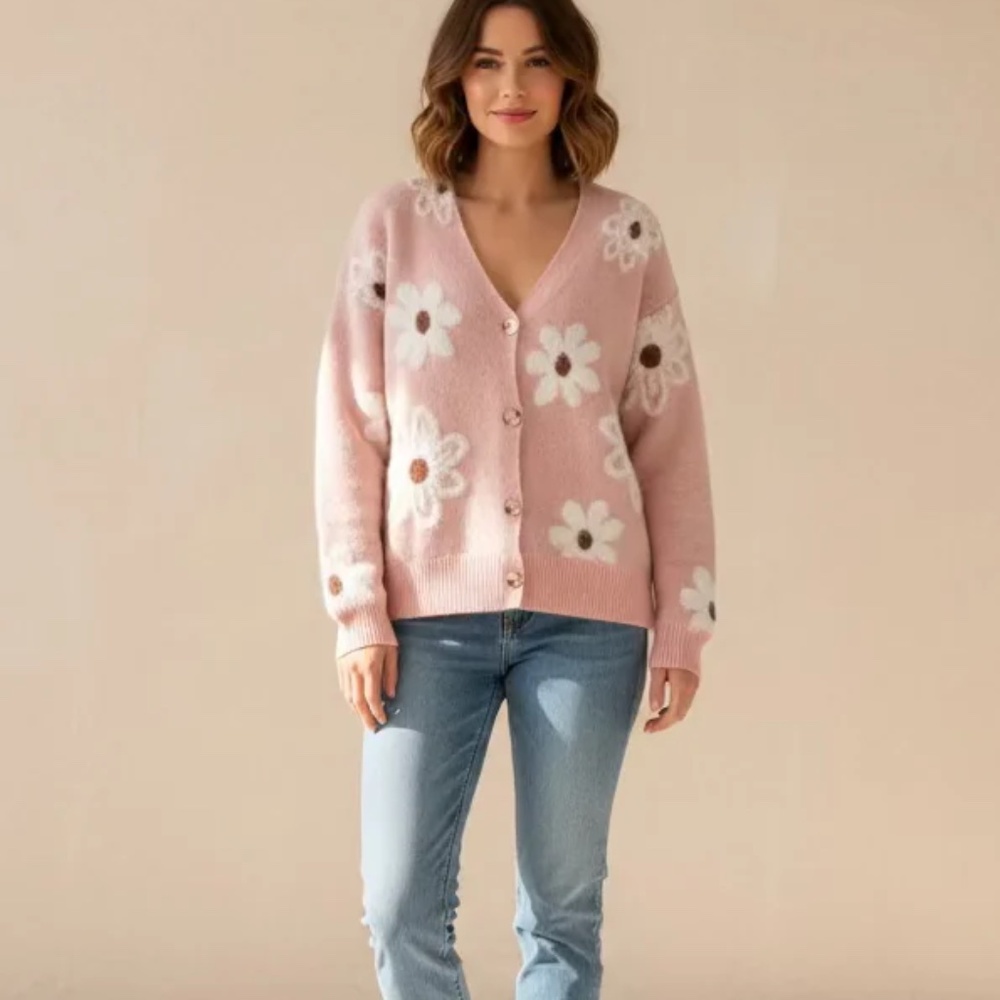 NWT Soft Pink Floral Cardigan